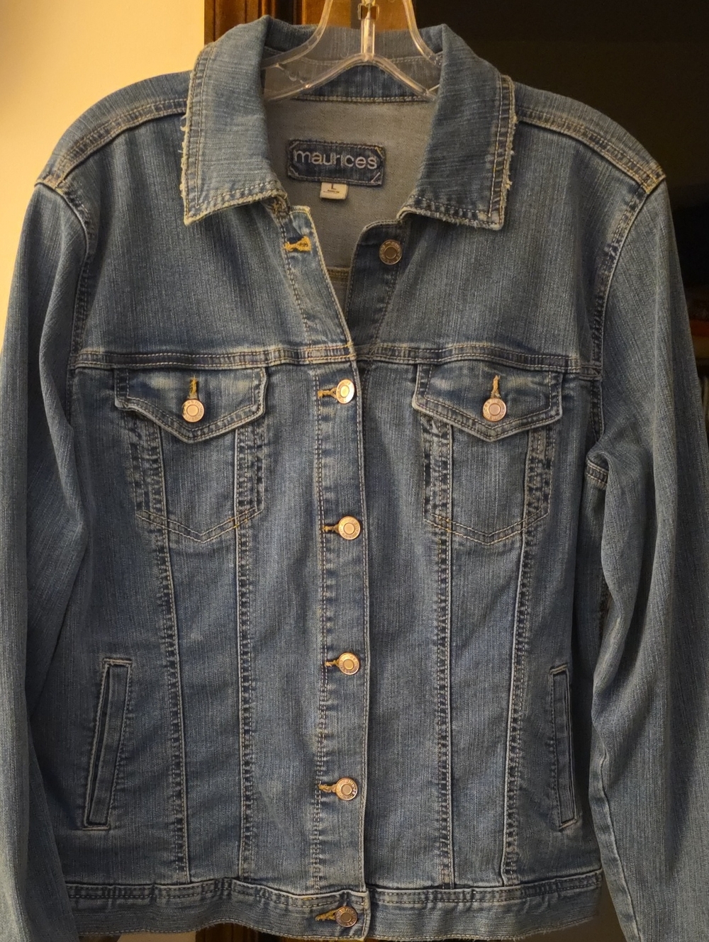 Maurices Light Blue Denim Jacket with Button Front
